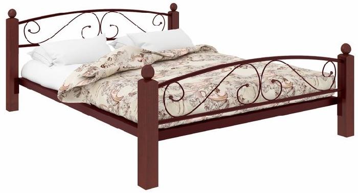 Кровать двуспальная Вероника Lux Plus (СМ 160х200) трубка металл ( 160х200 , металл/дерево , медная шагрень , без подъемного мех. , без ящиков , без матраса (Милсон) )