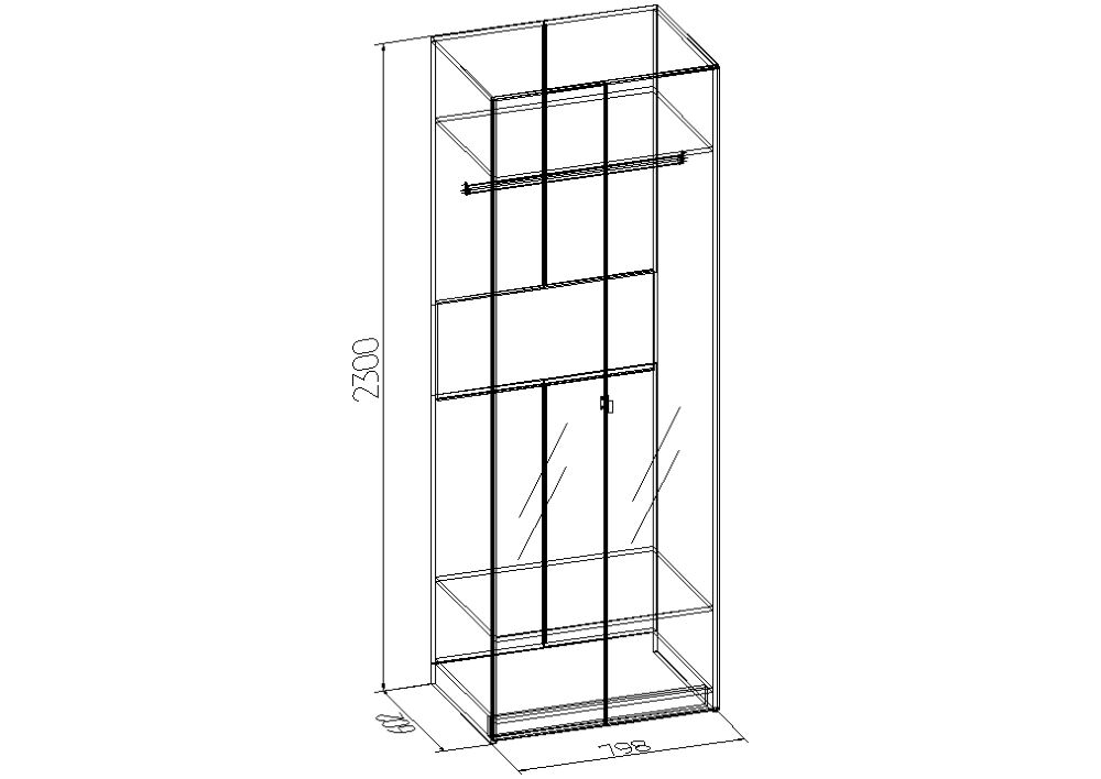 Фото Шкаф Bauhaus-8 (80) с зеркалами двухдверный от производителя Глазов в Красноперекопске по цене 18 210 ₽