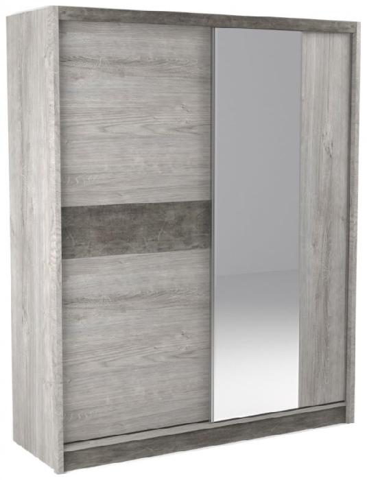 Шкаф-купе Денвер (2 двери) (Материал дверей:лдсп-зеркало, цвет дверей:риббек серый-камень темный, цвет каркаса:риббек серый (СБК) )