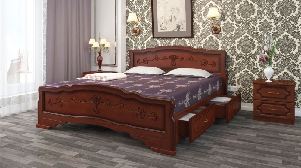 Фото Кровать односпальная Карина-6 (СМ 90х200) с выдвижными ящиками, без основания с универсальными царга от производителя Браво-мебель в Красноперекопске по цене 26 220 ₽