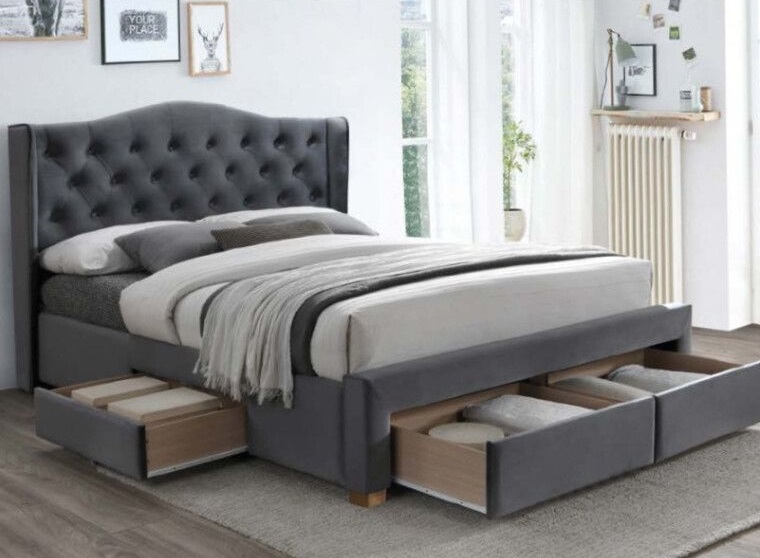Фото Кровать двуспальная Signal Aspen velvet bluvel II (СМ 160х200) c ортопедическим основанием от производителя Signal в Красноперекопске по цене 99 730 ₽