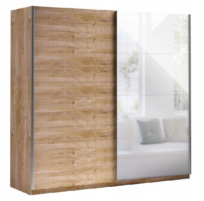 Шкаф-купе-2D typ 77 Beta (2 двери) (Материал дверей:мдф-зеркало, цвет дверей:дуб риббек, цвет каркаса:дуб риббек (Helvetia) )