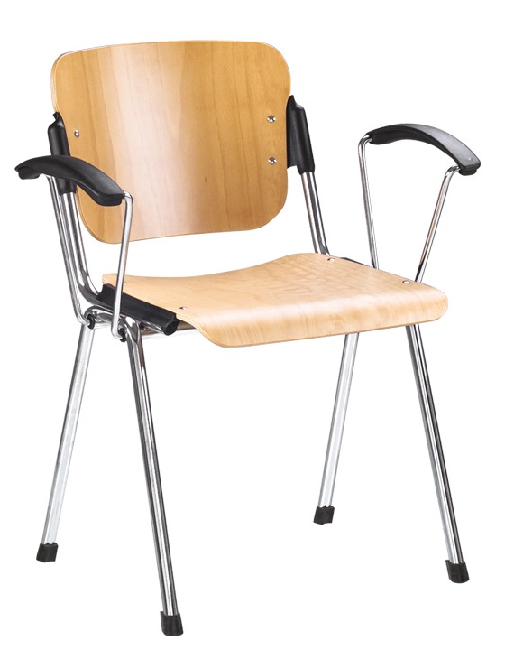 Фото Стул для посетителя Эра (Era) wood arm (хром) от производителя Новый стиль в Красноперекопске по цене 4 840 ₽