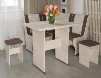 Кухонный уголок-комплект Челси мини (дуб белфорт, кожзам лен коричневый-лен бежевый (ТриЯ) ) в Красноперекопске от производителя 