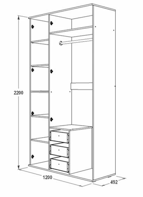 Фото Шкаф Ольга-14 (120) трехдверный  от производителя Фант-мебель в Красноперекопске по цене 23 110 ₽