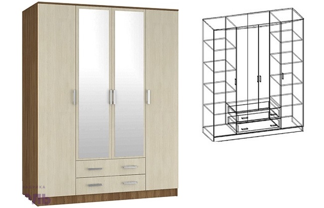 Фото Шкаф Светлана (168) четырехдверный от производителя Мебель Маркет в Красноперекопске по цене 34&nbsp;440 ₽