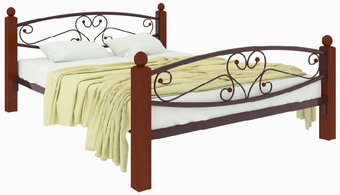 Кровать двуспальная Каролина Lux Plus (СМ 180х200) трубка металл ( 180х200 , металл/дерево , медная шагрень , без подъемного мех. , без ящиков , без матраса (Милсон) )